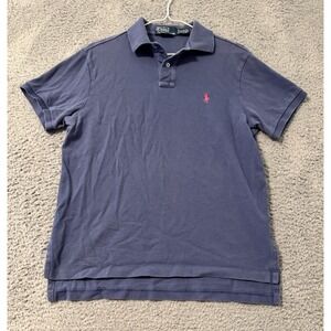 Vintage Polo Ralph Lauren Custom Fit Short Sleeve Shirt‎ Blue/Pink Mens Medium